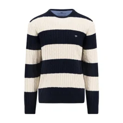 O-neck striped cable