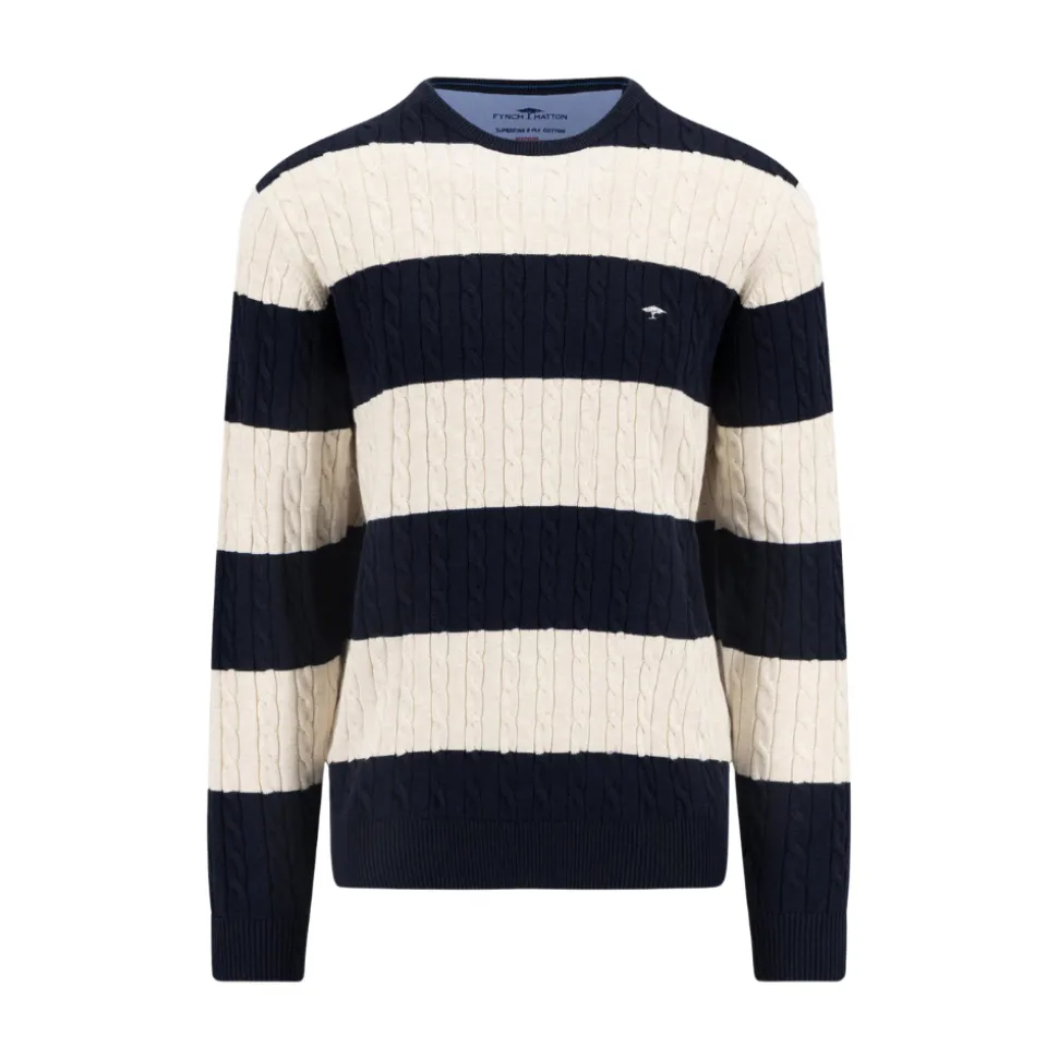 O-neck striped cable