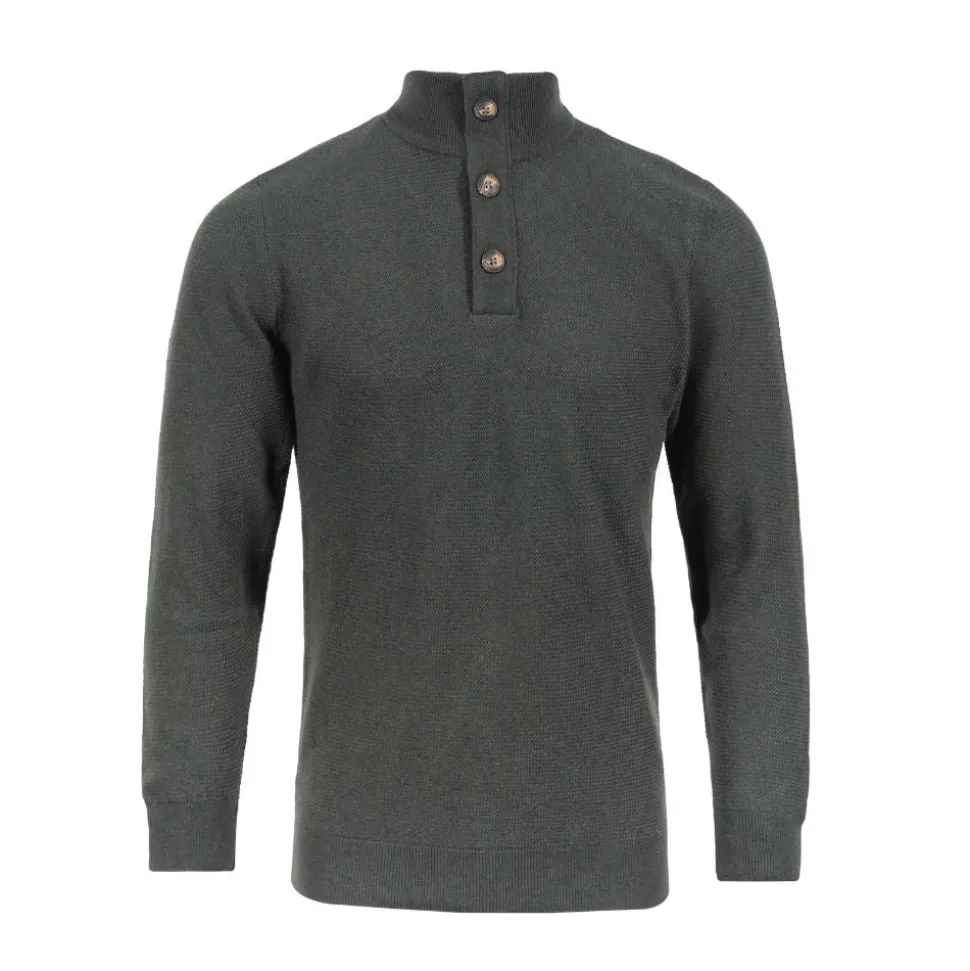 Pullover button neck