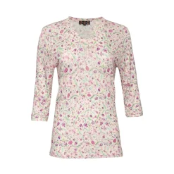 Shirt V-neck flower 3/4