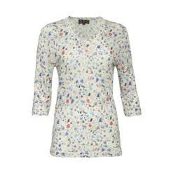 Shirt V-neck flower 3/4