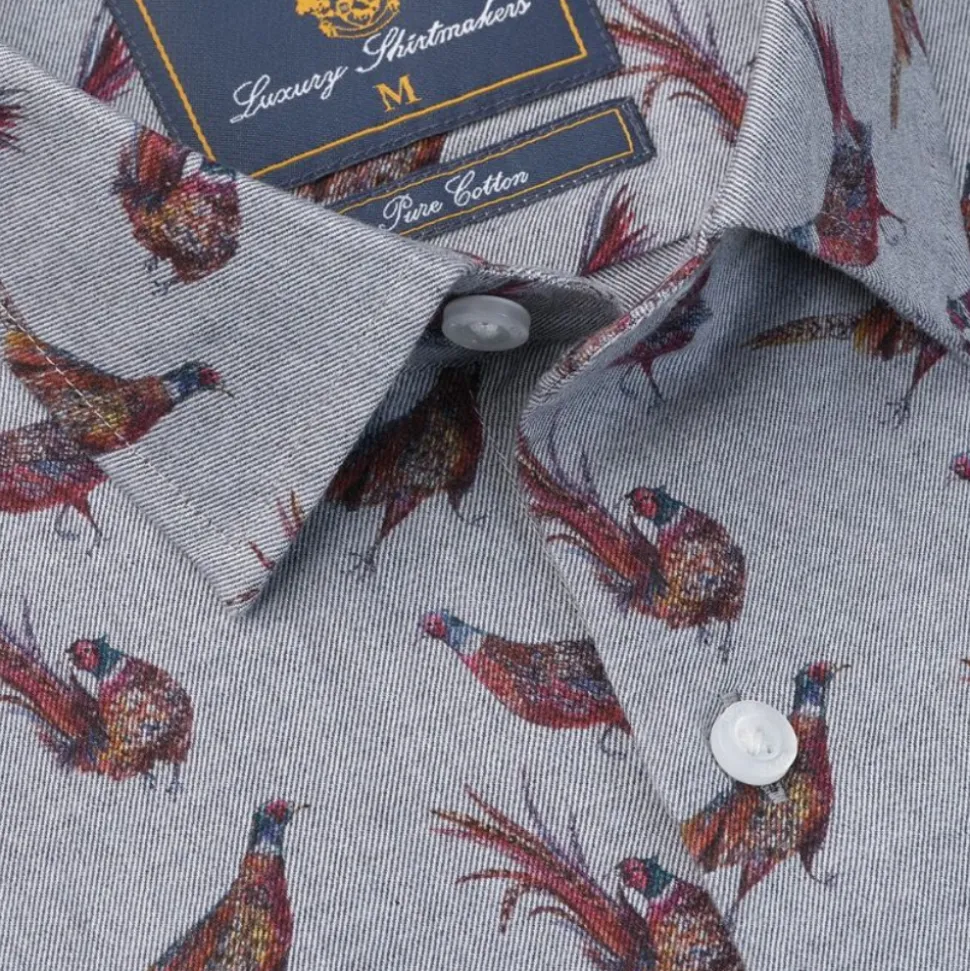 Shirt with pheasants